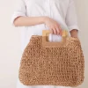Elena Handbags Straw Woven Top Handle Tote Bag