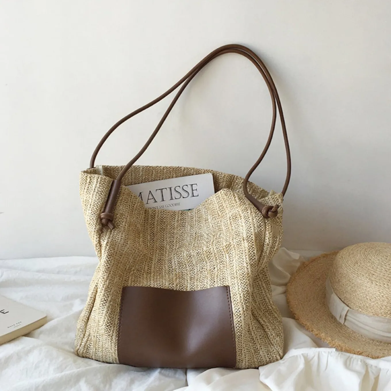 Elena Handbags Straw Woven Tote Bag