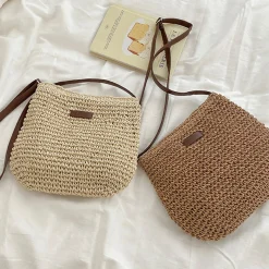 Elena Handbags Straw Woven Crossbody Bag