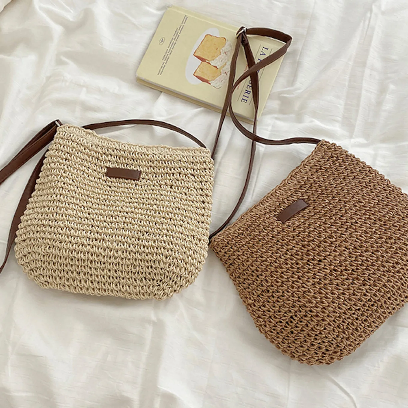 Elena Handbags Straw Woven Crossbody Bag