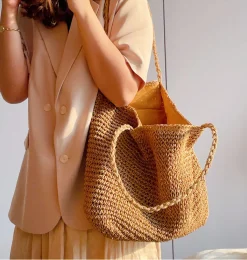 Elena Handbags Straw Woven Fashion Tote