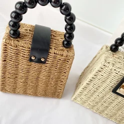 Elena Handbags Straw Woven Box Purse