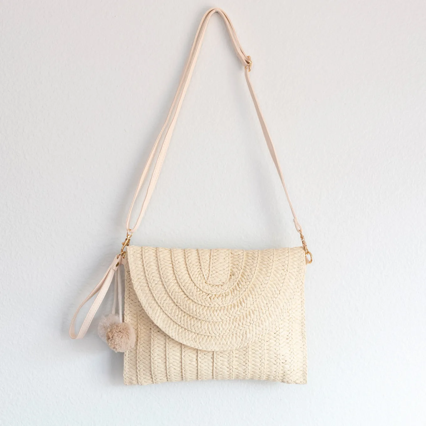 Elena Handbags Straw Woven Shoulder Purse Clutch Handbag