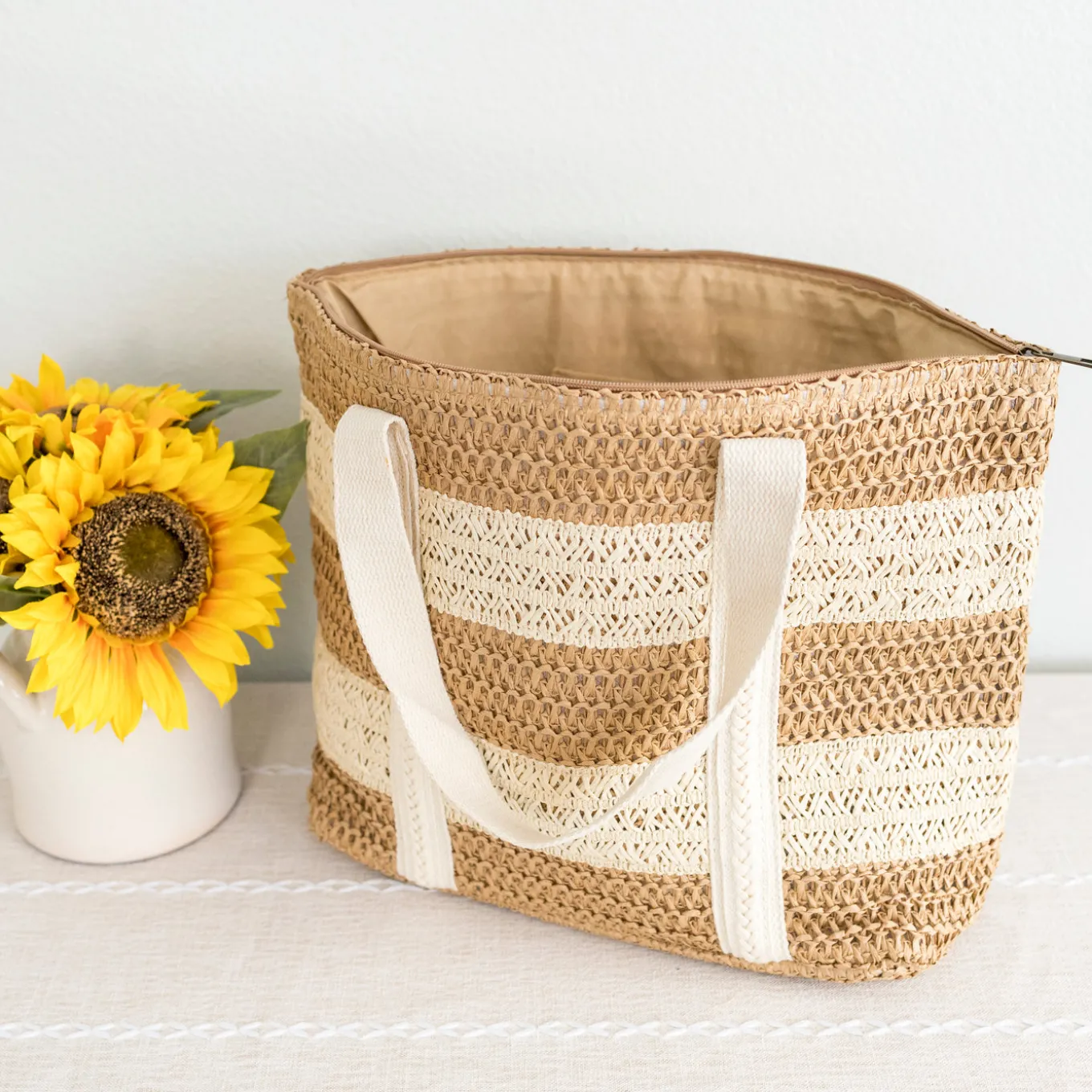 Elena Handbags Straw Woven Beach Tote