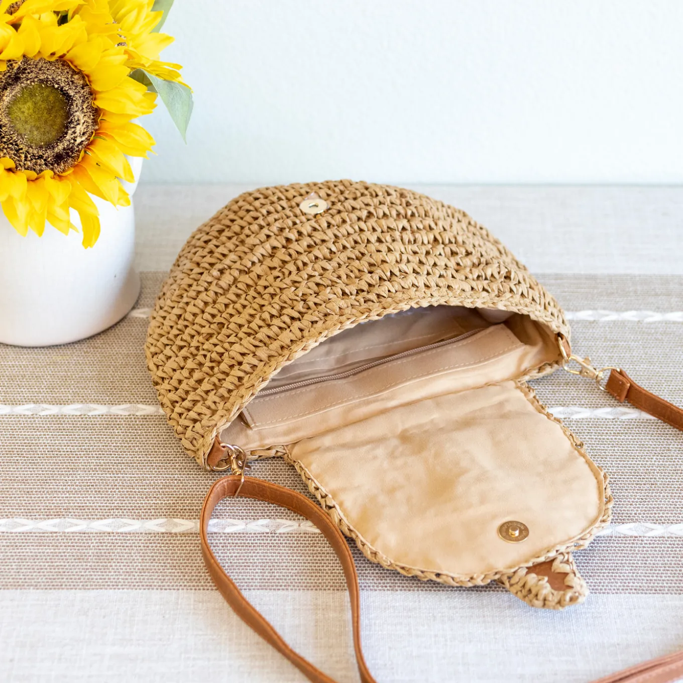 Elena Handbags Straw Woven Crossbody Bag