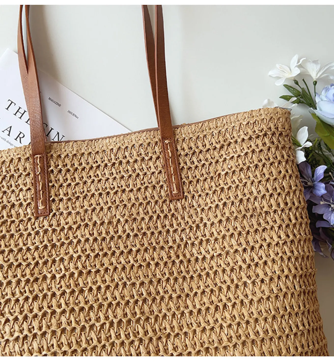 Elena Handbags Straw Woven Tote