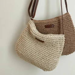 Elena Handbags Straw Woven Crossbody Bag
