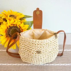 Elena Handbags Straw Woven Crossbody Bag