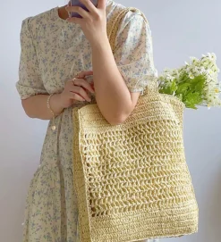 Elena Handbags Straw Woven Summer Fashion Tote