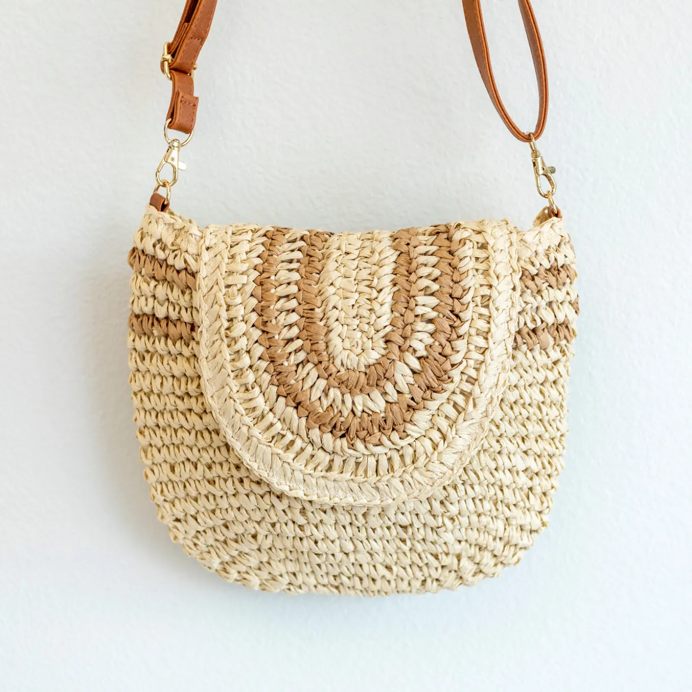 Elena Handbags Straw Woven Crossbody Bag