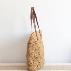 Elena Handbags Straw Woven Summer Fashion Bag with Floral Designs