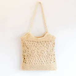 Elena Handbags Straw Woven Summer Fashion Bag with Floral Designs
