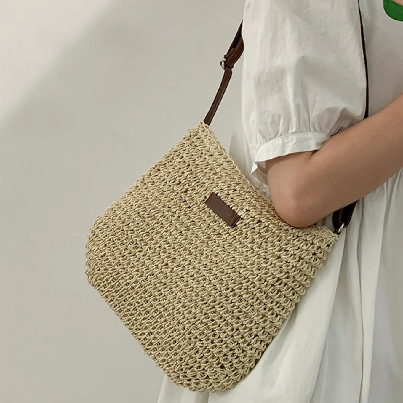 Elena Handbags Straw Woven Crossbody Bag