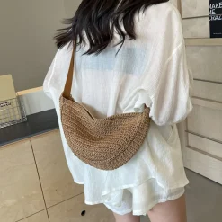 Elena Handbags Straw Woven Crossbody Bag