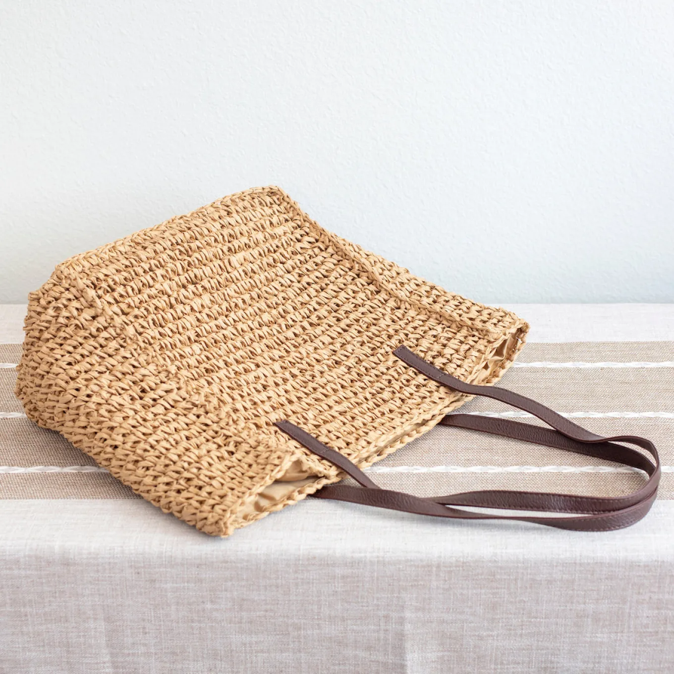 Elena Handbags Straw Woven Square Tote