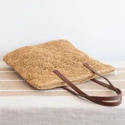 Elena Handbags Straw Woven Summer Fashion Bag with Floral Designs