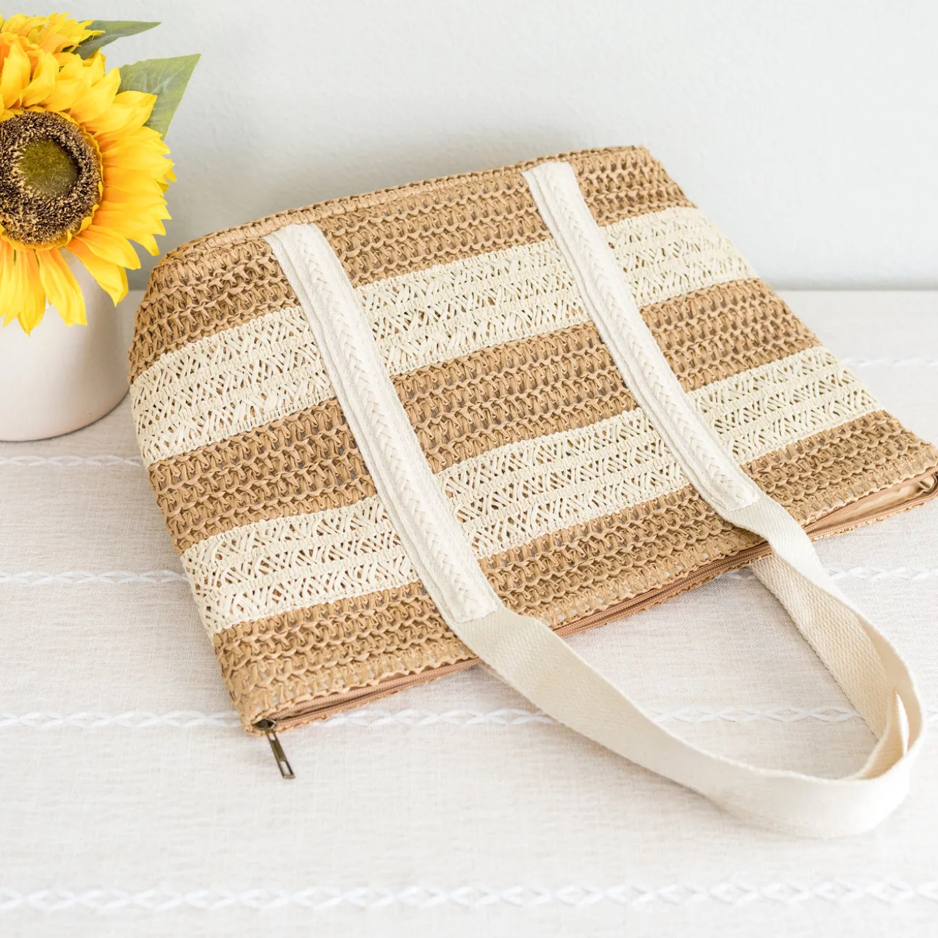 Elena Handbags Straw Woven Beach Tote