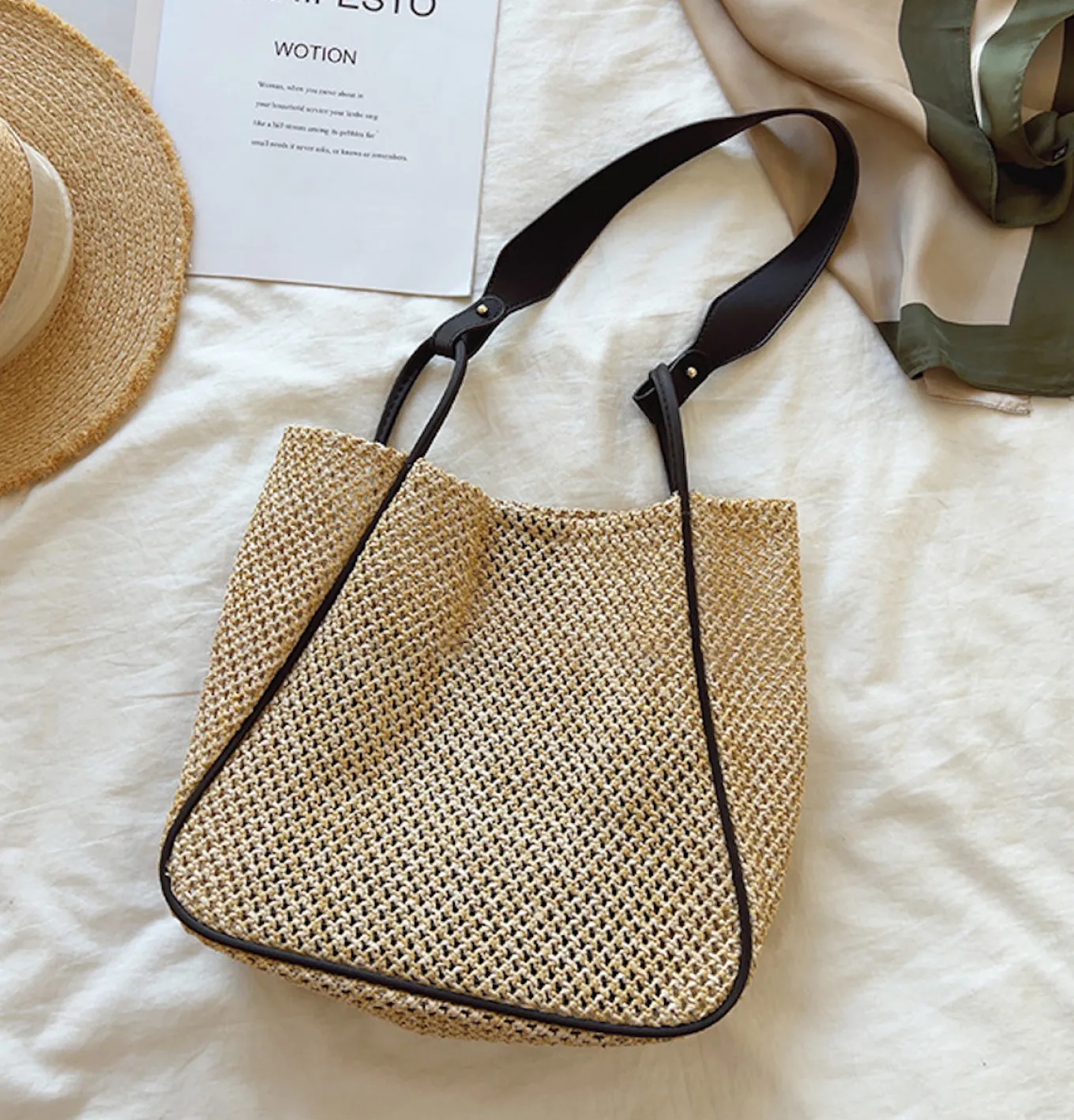 Elena Handbags Straw Woven Work Tote