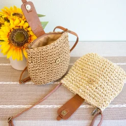 Elena Handbags Straw Woven Crossbody Bag
