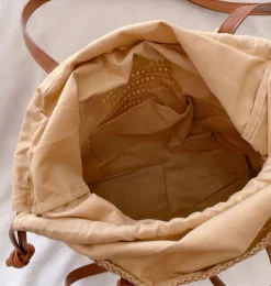 Elena Handbags Straw Woven Tote Shoulder Bag