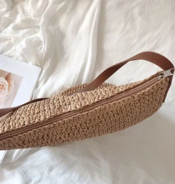 Elena Handbags Straw Woven Retro Shoulder Bag