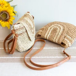 Elena Handbags Straw Woven Crossbody Bag