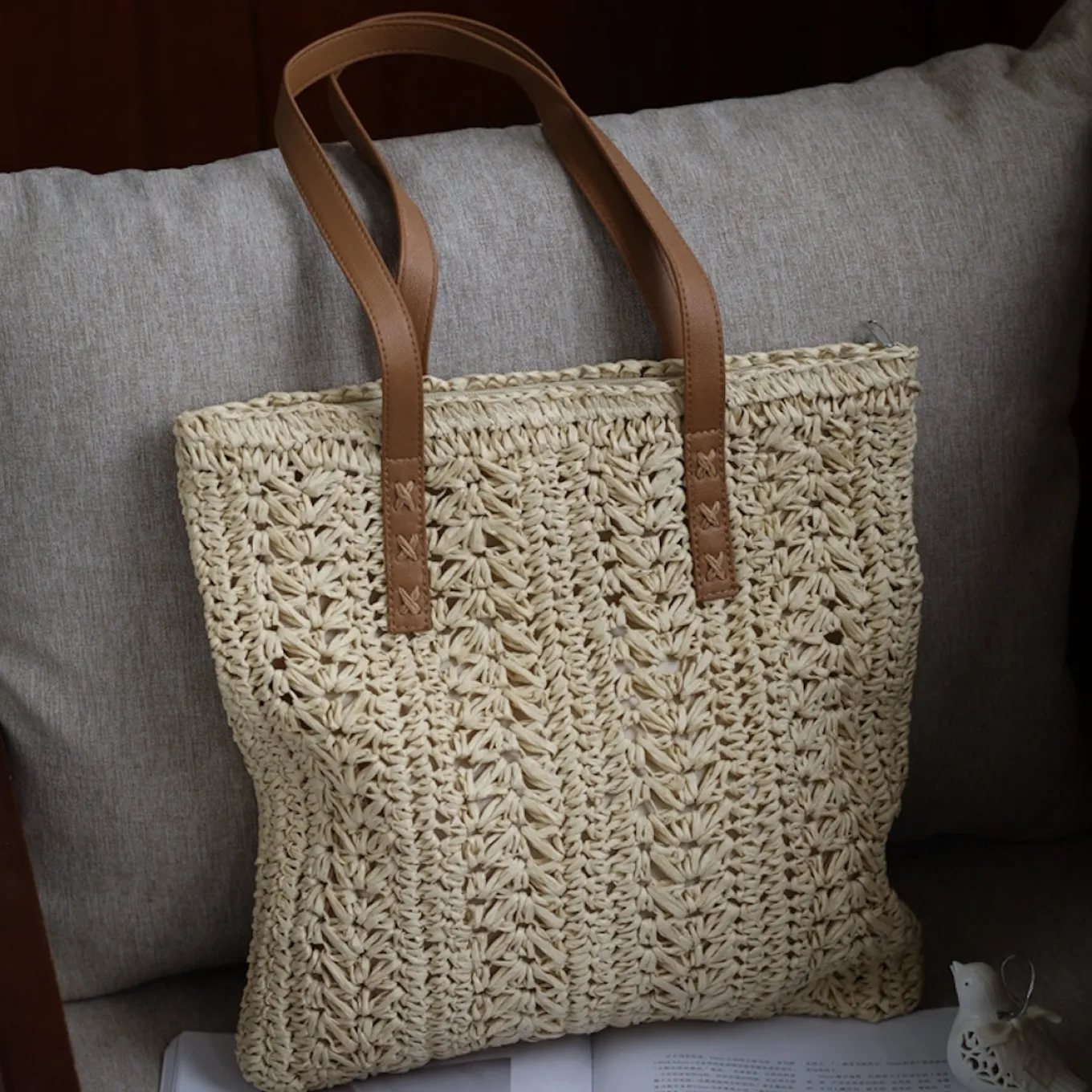 Elena Handbags Straw Woven Summer Fashion Bag