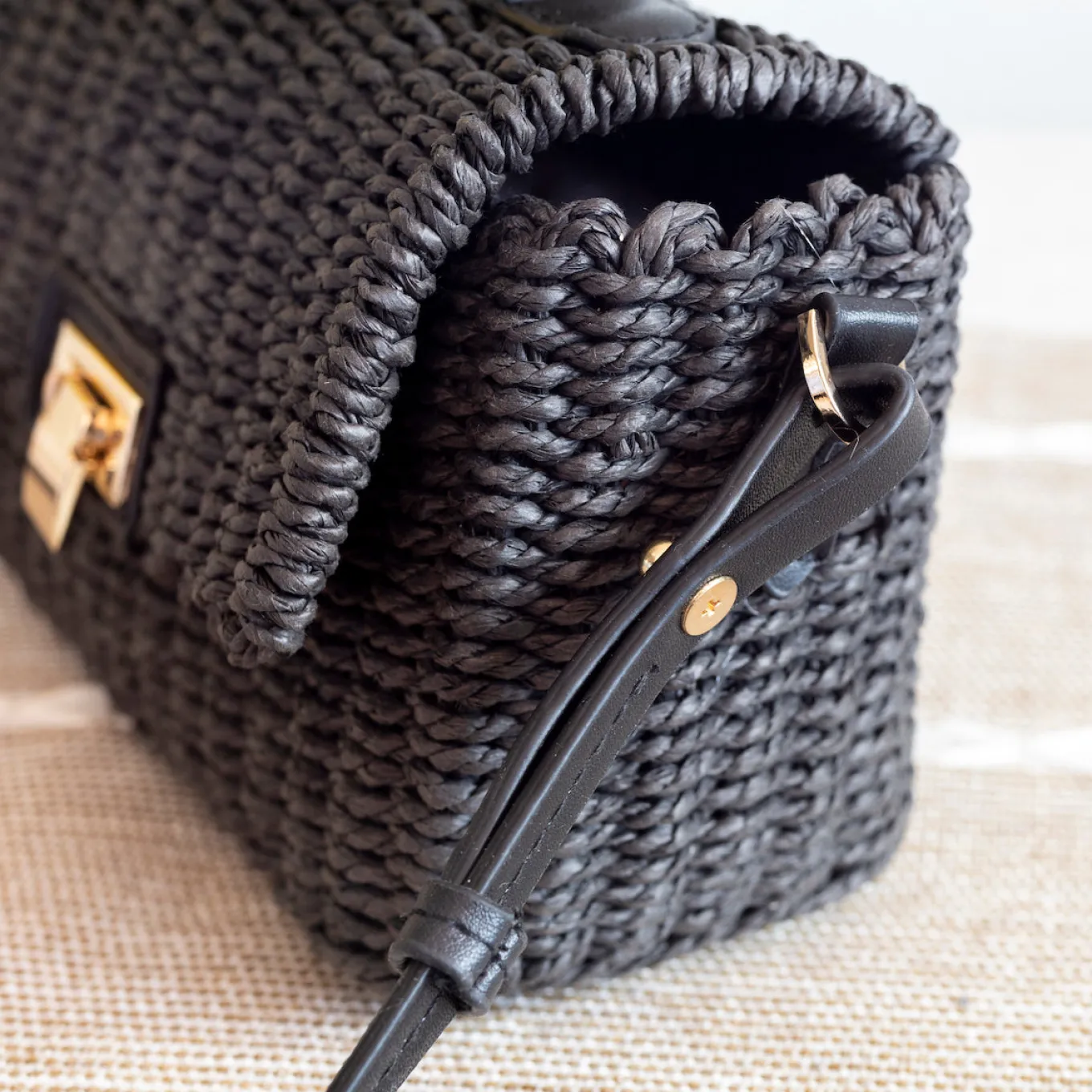 Elena Handbags Straw Woven Mini Flap Bag