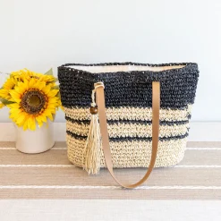 Elena Handbags Straw Woven Summer Beach Tote