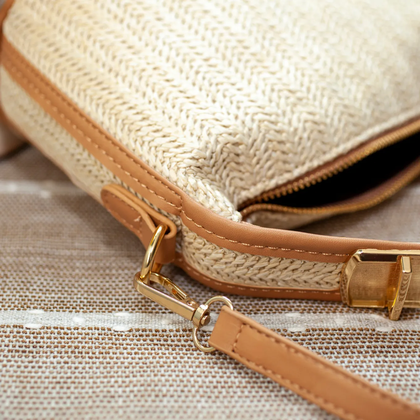 Elena Handbags Straw Woven Purse with Leather Accent