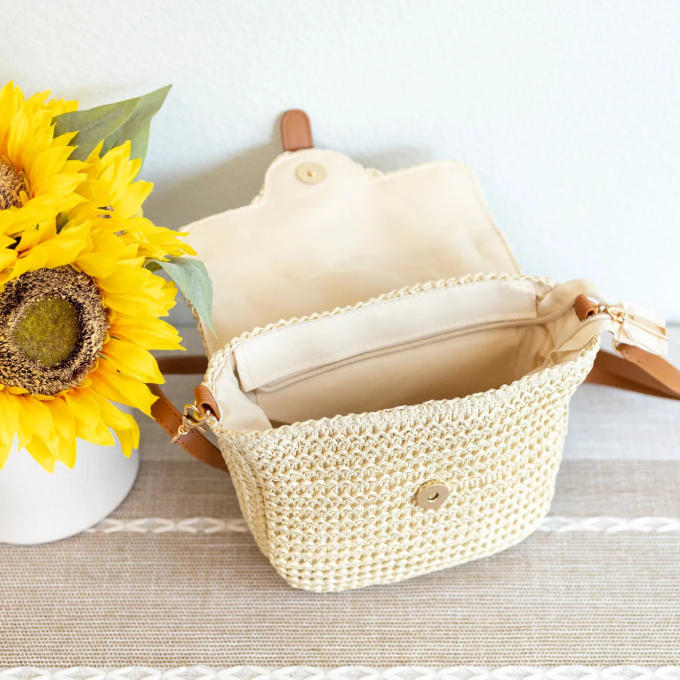 Elena Handbags Straw Woven Crossbody Bag