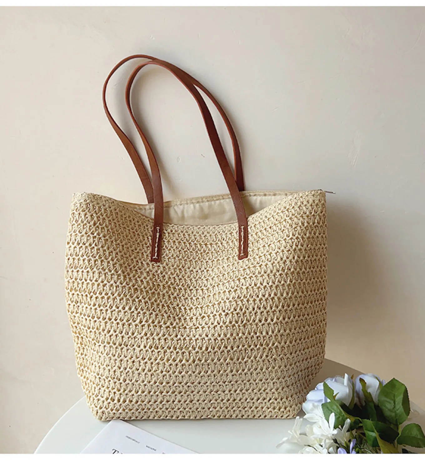Elena Handbags Straw Woven Tote