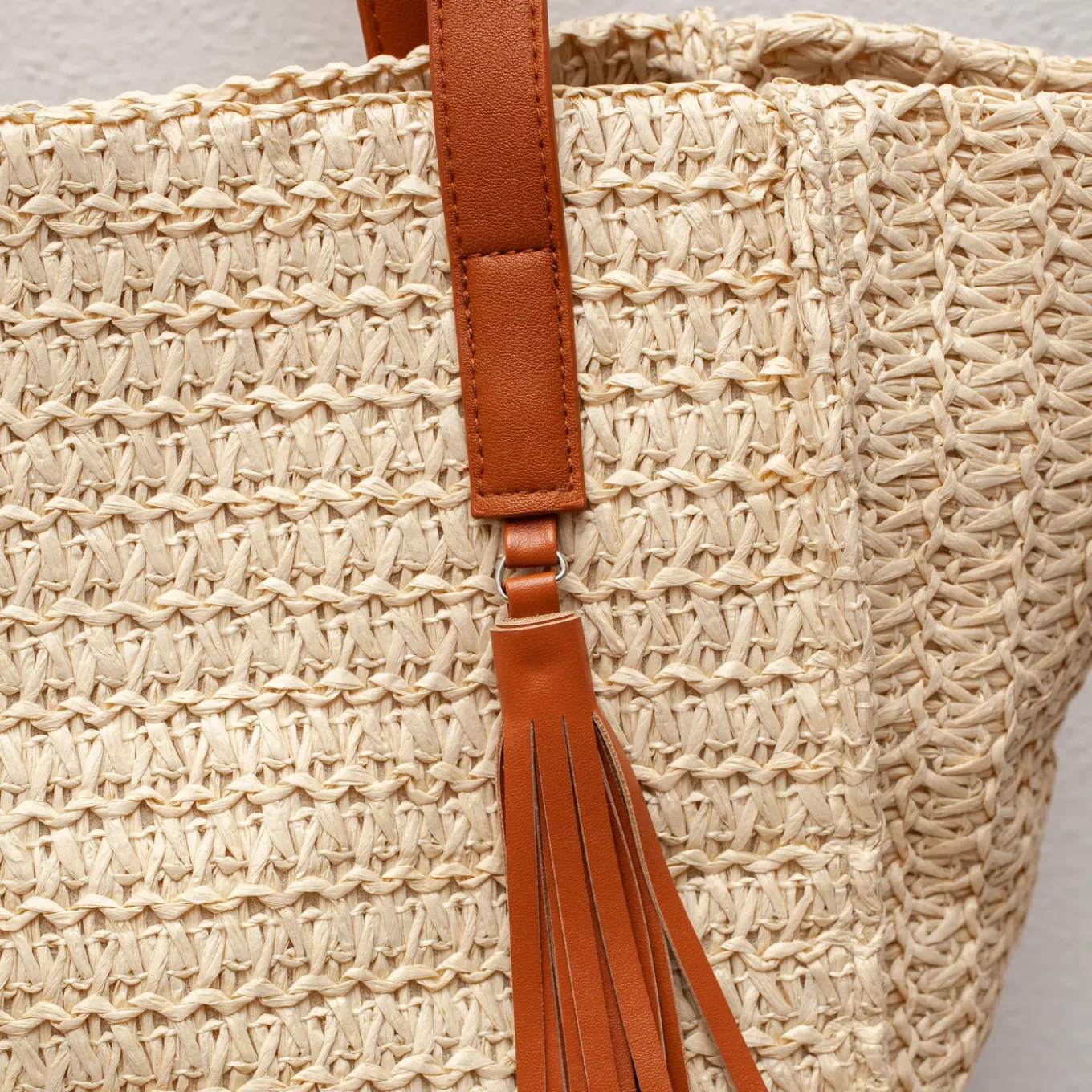Elena Handbags Straw Woven Tote With Tassle