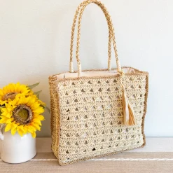 Elena Handbags Straw Woven Shoulder Bag with Tassel