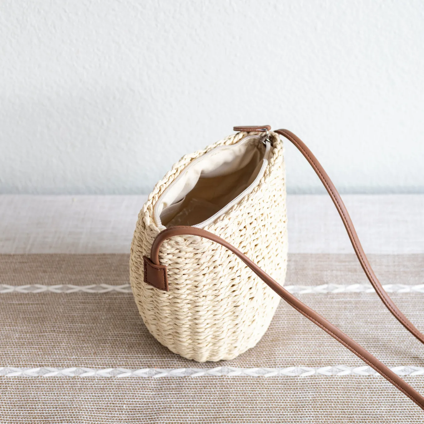 Elena Handbags Straw Woven Crossbody Bag