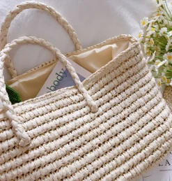 Elena Handbags Straw Woven Summer Beach Bag