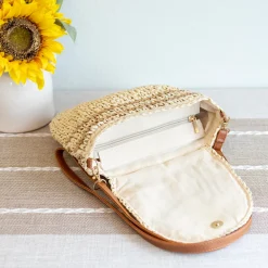 Elena Handbags Straw Woven Crossbody Bag