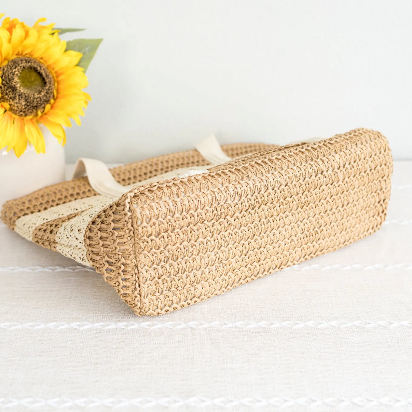Elena Handbags Straw Woven Beach Tote