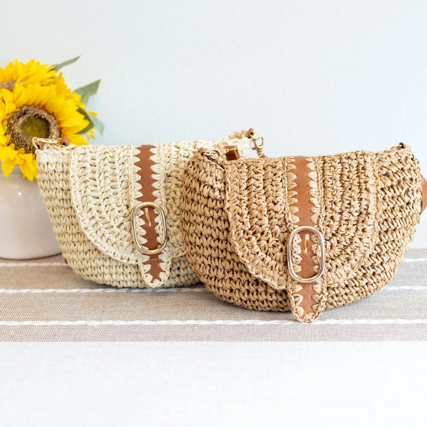 Elena Handbags Straw Woven Crossbody Bag
