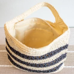 Elena Handbags Straw Woven Striped Summer Tote