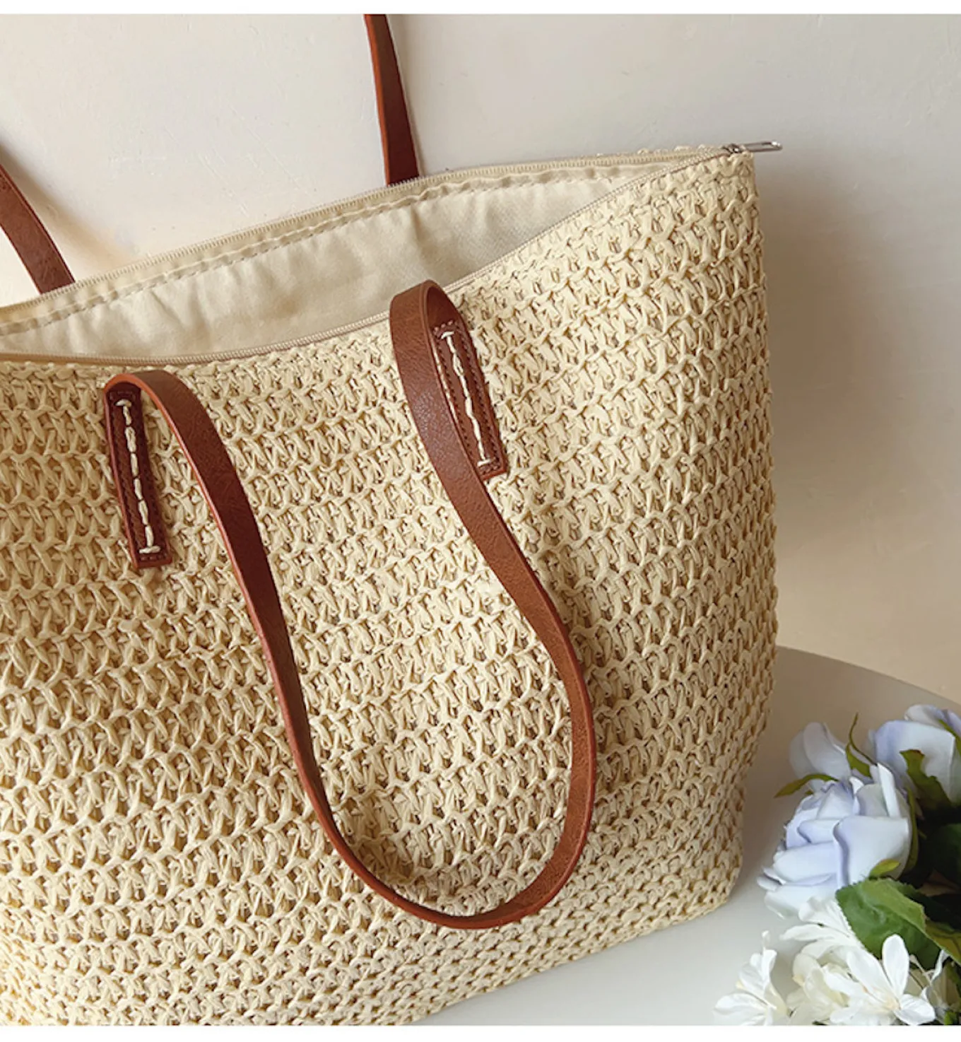 Elena Handbags Straw Woven Tote