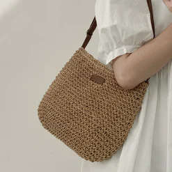 Elena Handbags Straw Woven Crossbody Bag