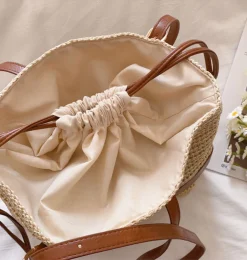 Elena Handbags Straw Woven Tote Shoulder Bag