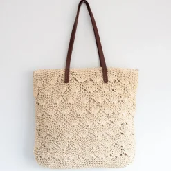 Elena Handbags Straw Woven Summer Fashion Bag with Floral Designs