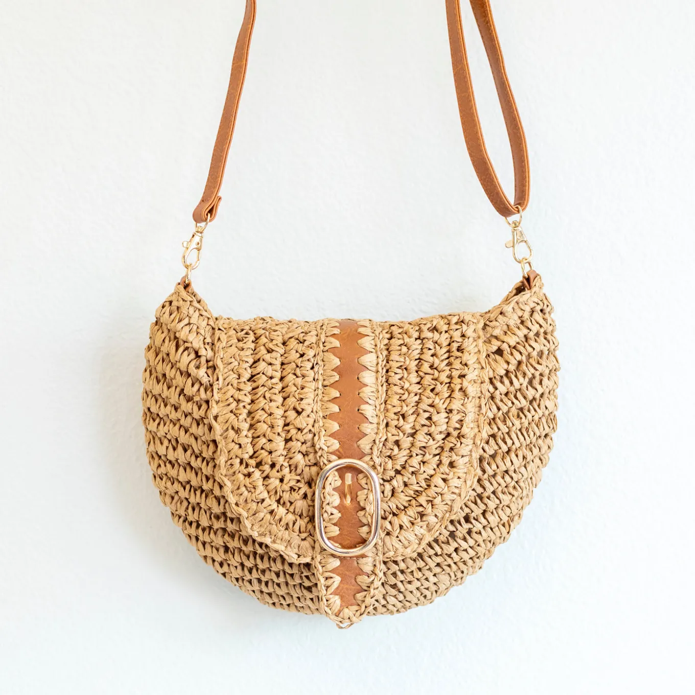 Elena Handbags Straw Woven Crossbody Bag