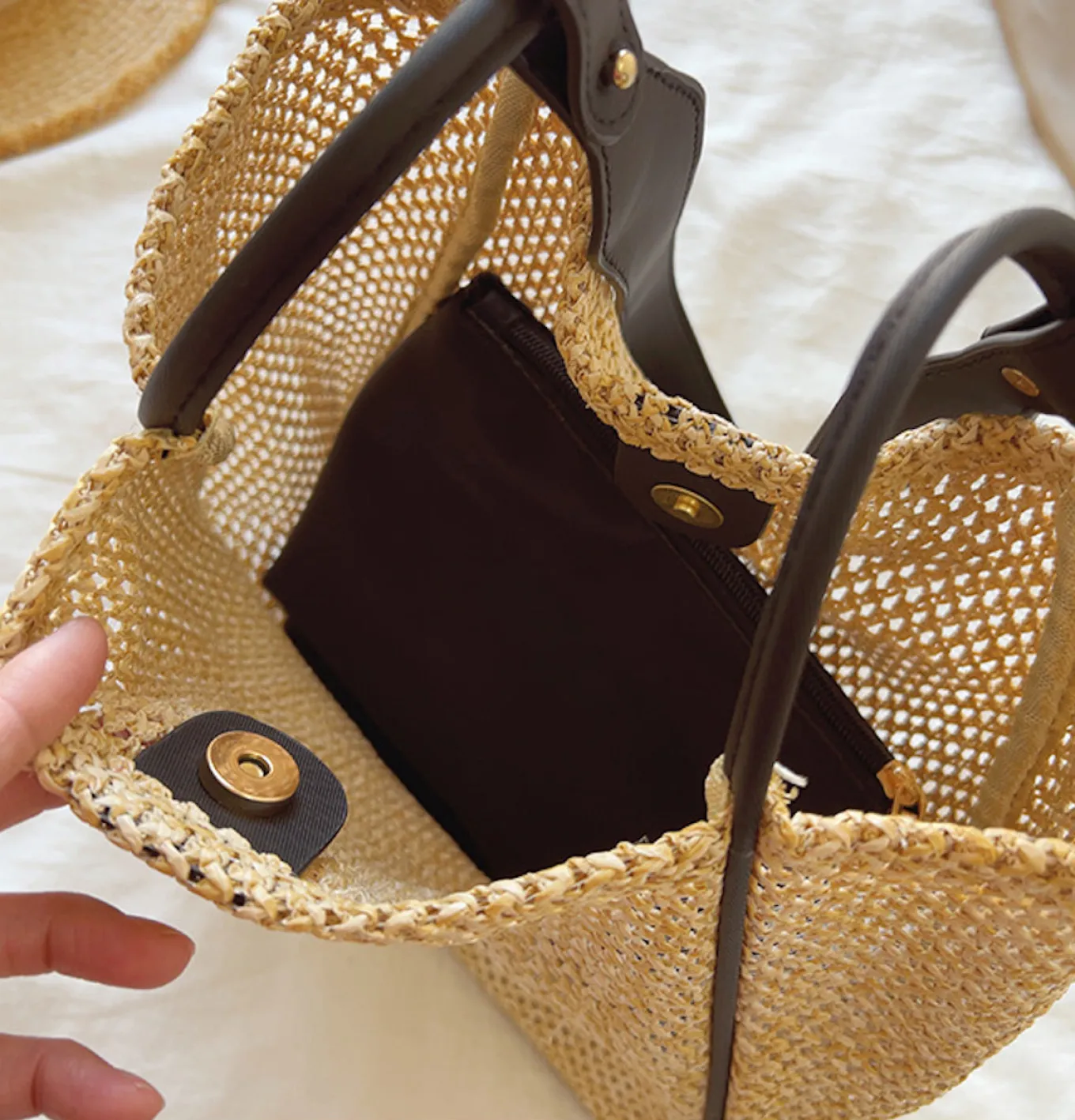 Elena Handbags Straw Woven Work Tote