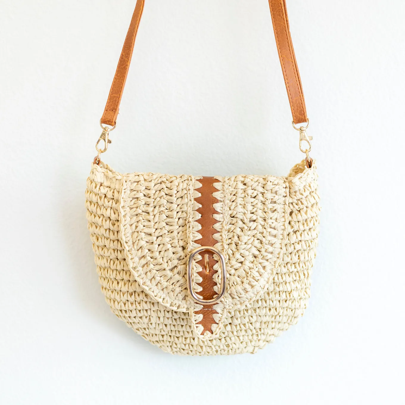 Elena Handbags Straw Woven Crossbody Bag