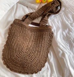 Elena Handbags Straw Woven Shoulder Bag