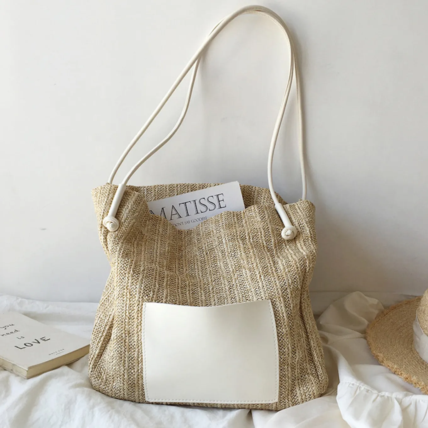 Elena Handbags Straw Woven Tote Bag
