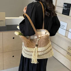 Elena Handbags Straw Woven Summer Beach Tote